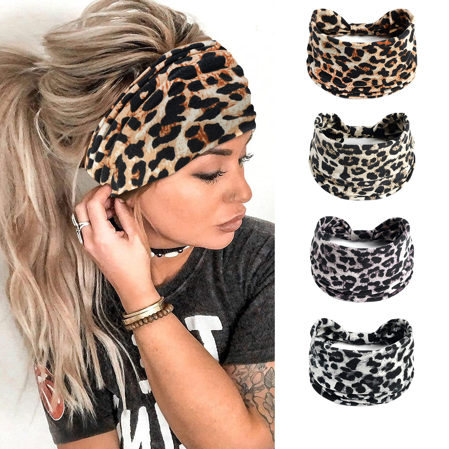 Women'S Yoga Accessories - Boho Headband for Women Wide Knot