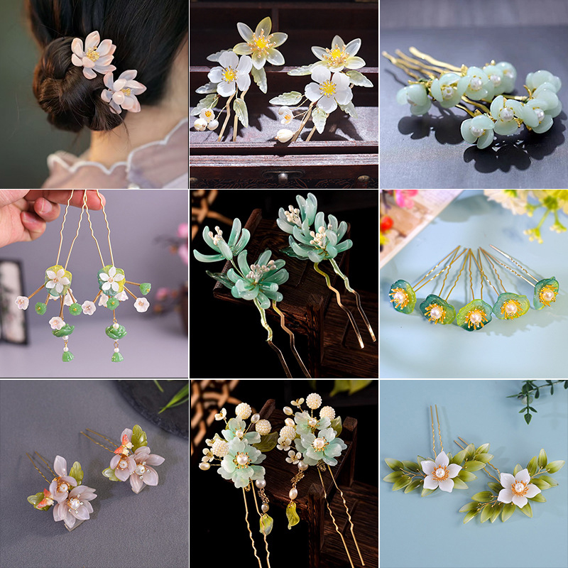 Women'S Formal Accessories - 1Pair Vintage Hairpin Glazed Flower Tiara