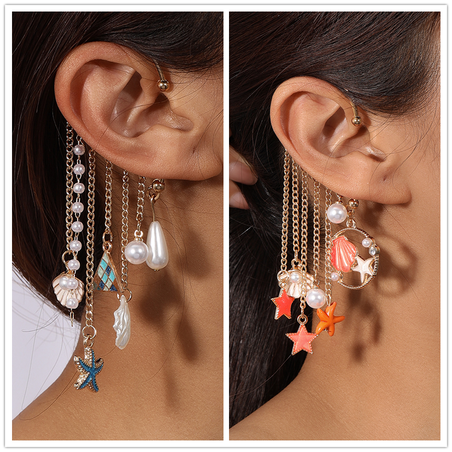 Tassel Earrings Boho - Aihua New Boho Pearl Starfish Conch