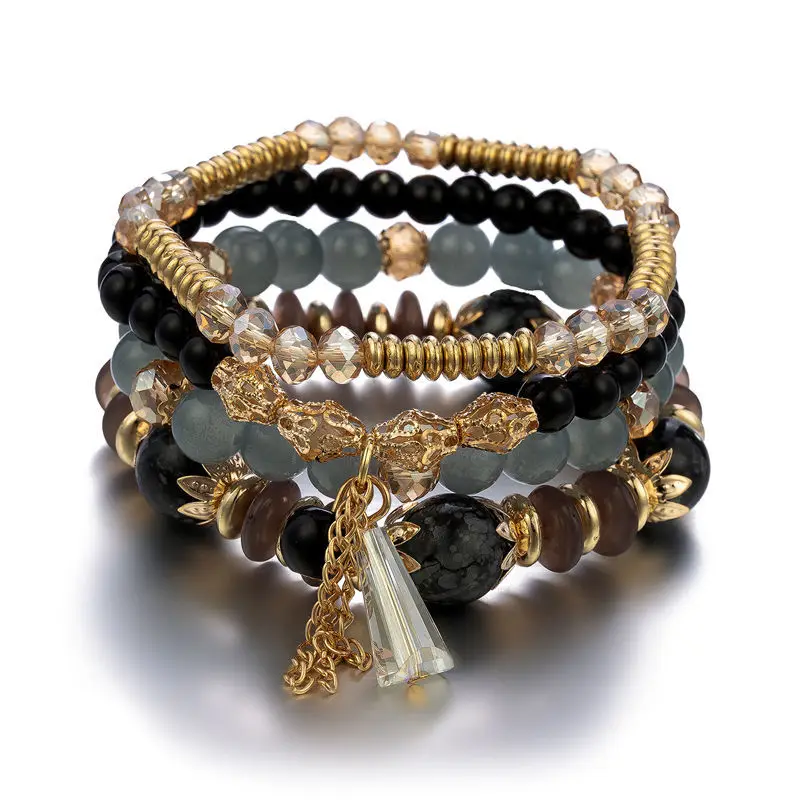 Women Accessories Gift Set - 4Pcs New Tassel Charm Beads Bracelet