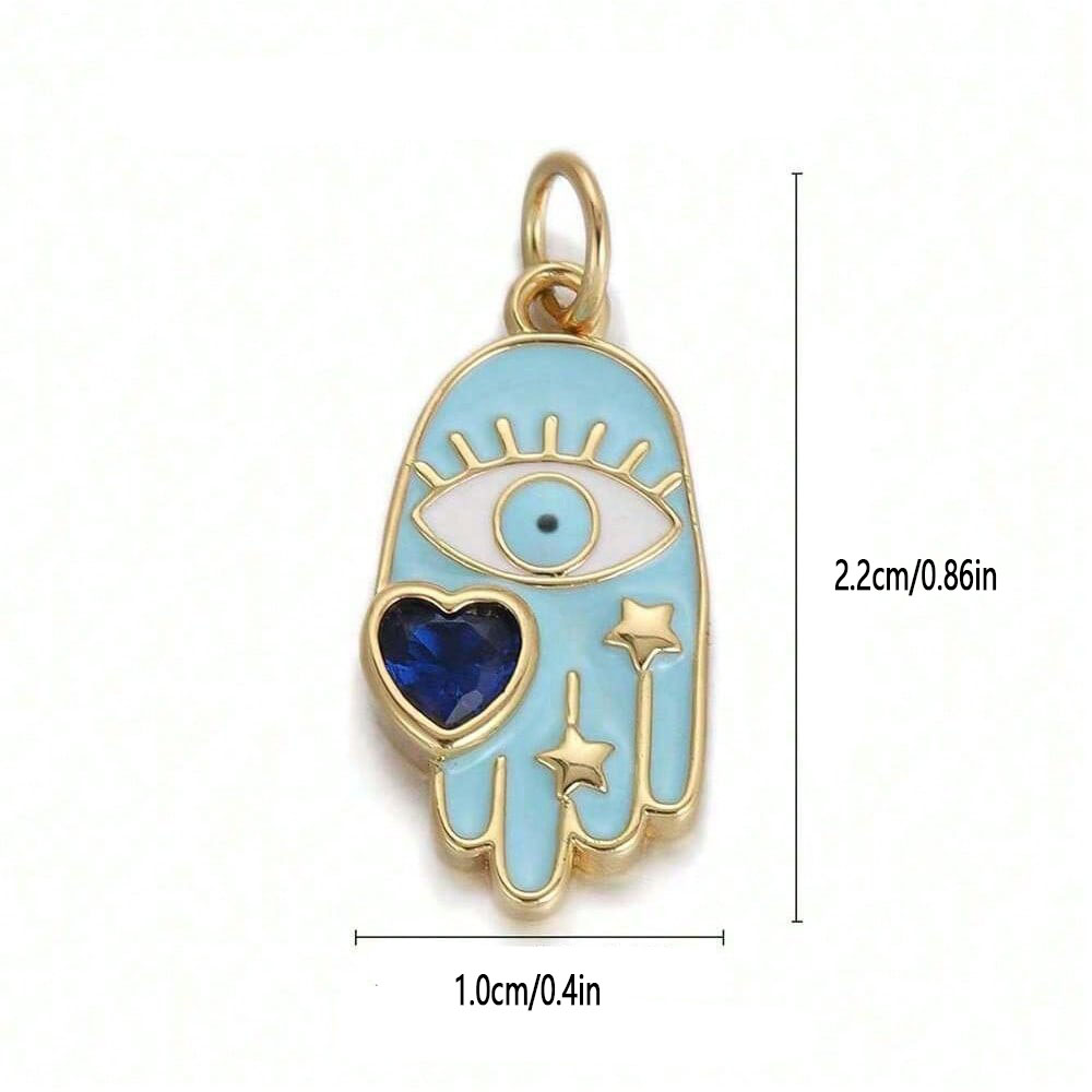 1PC Copper Zircon Plated heart - Evil Eye Bracelet บทวิจารณ์และราคา