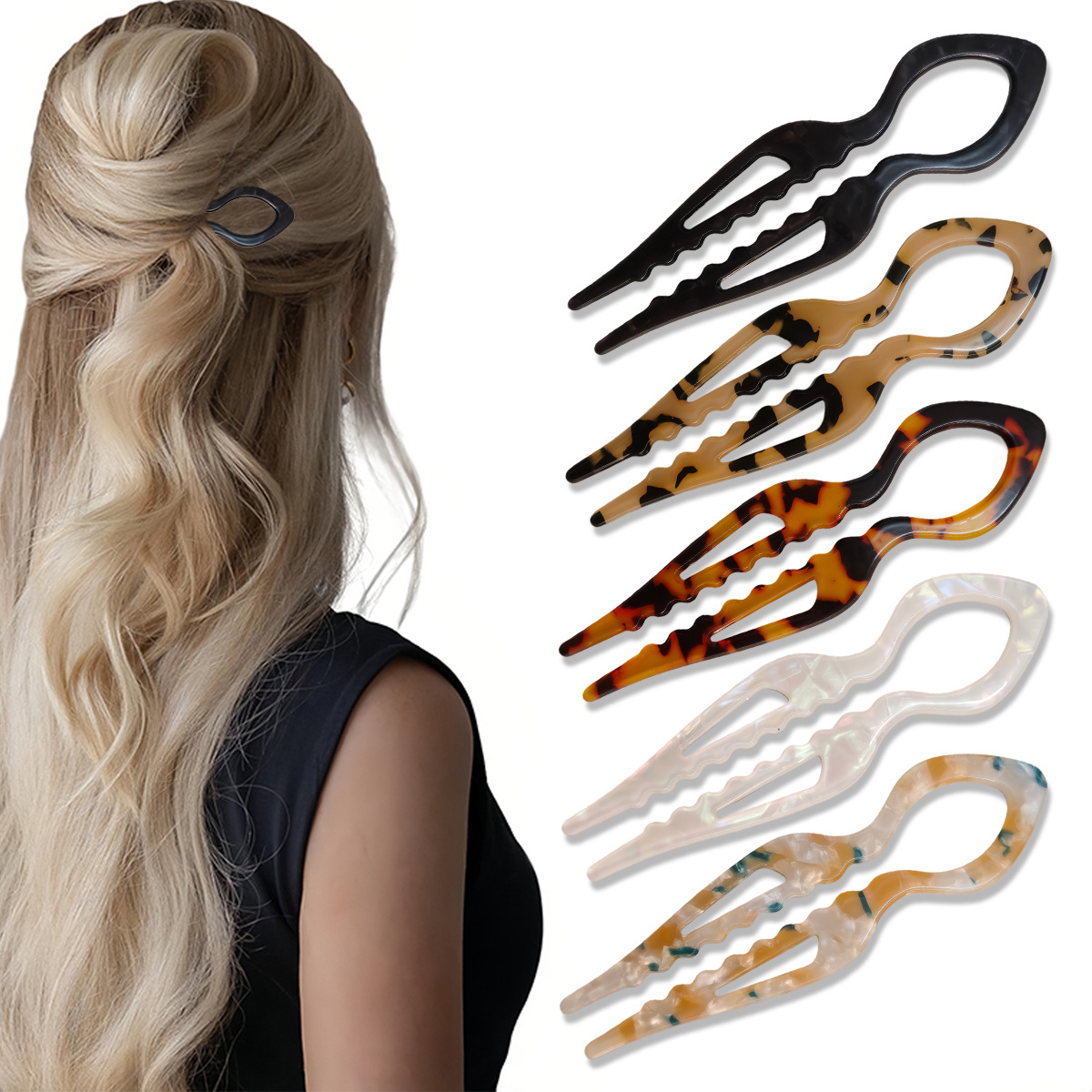 U-Shaped Hair Sticks Tortoises - Women'S Formal Accessories บทวิจารณ์และราคา