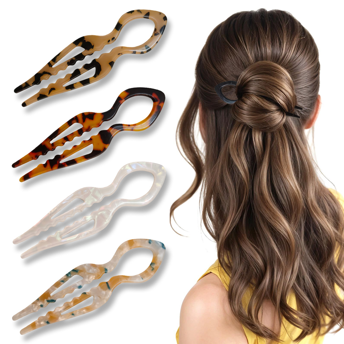 U-Shaped Hair Sticks Tortoises - Women'S Formal Accessories บทวิจารณ์และราคา