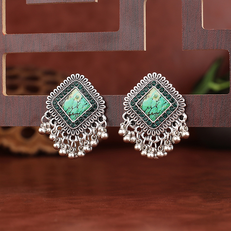 Vintage Ethnic Silver Color Sq - Tassel Earrings Boho บทวิจารณ์และราคา