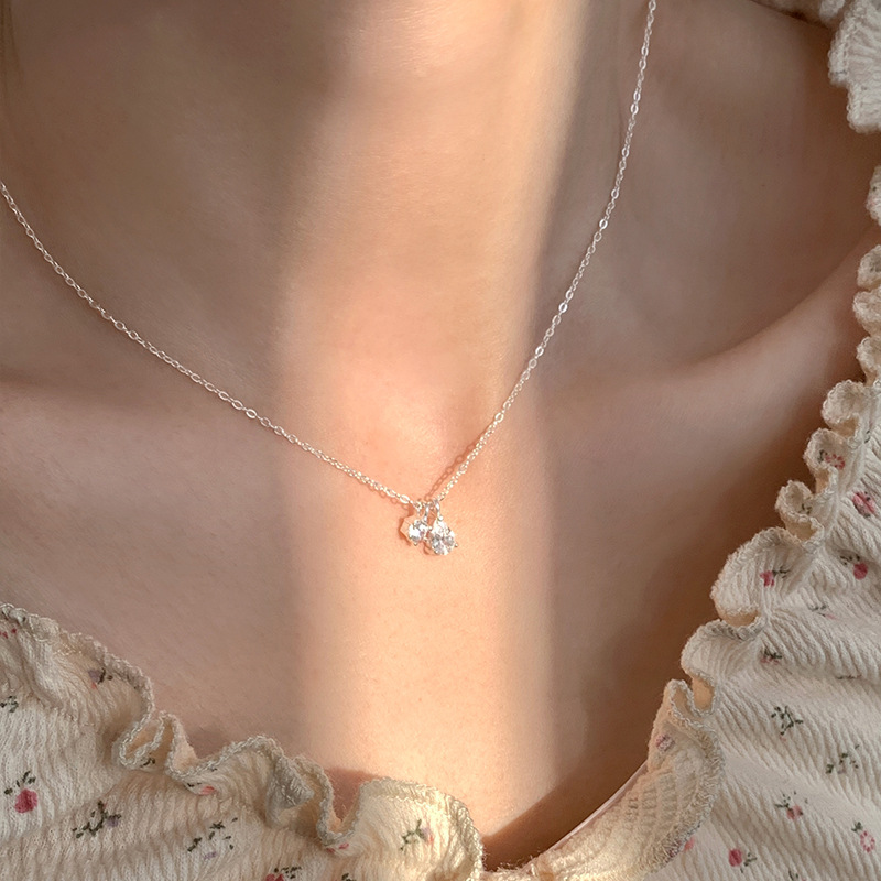 Mini Shiny Delicate 925 Sterli - Charm Necklace Dainty บทวิจารณ์และราคา