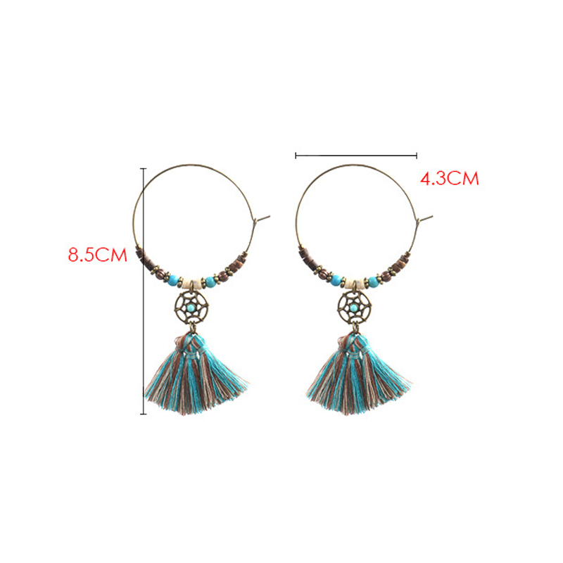 Bohemian Dreamcatcher Cotton T - Tassel Earrings Boho บทวิจารณ์และราคา