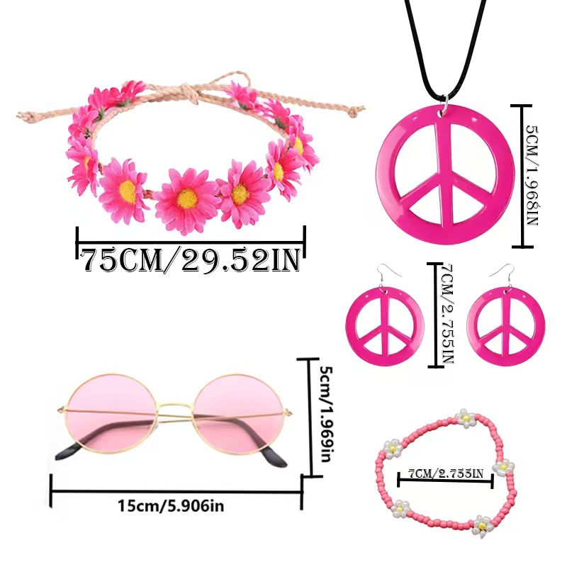 PESENAR Hippie Costume Accesso - Women'S Accessories In The 60S บทวิจารณ์และราคา