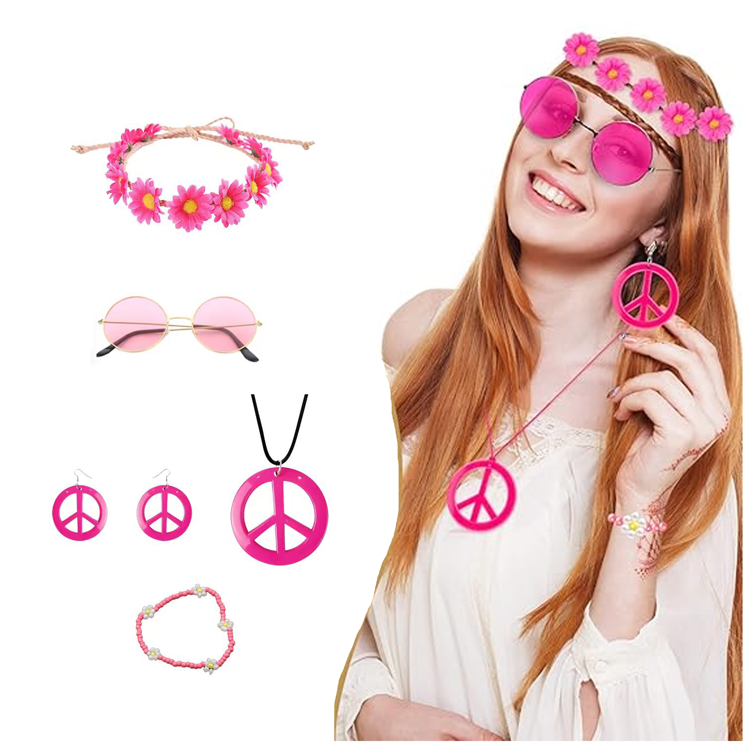 PESENAR Hippie Costume Accesso - Women'S Accessories In The 60S บทวิจารณ์และราคา
