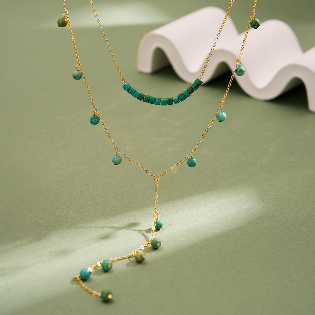 925 Sterling Silver Turquoise  - Charm Necklace Dainty บทวิจารณ์และราคา