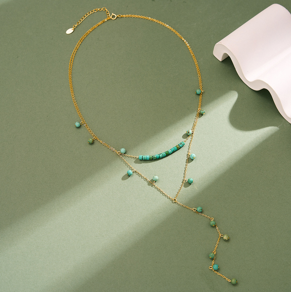 925 Sterling Silver Turquoise  - Charm Necklace Dainty บทวิจารณ์และราคา
