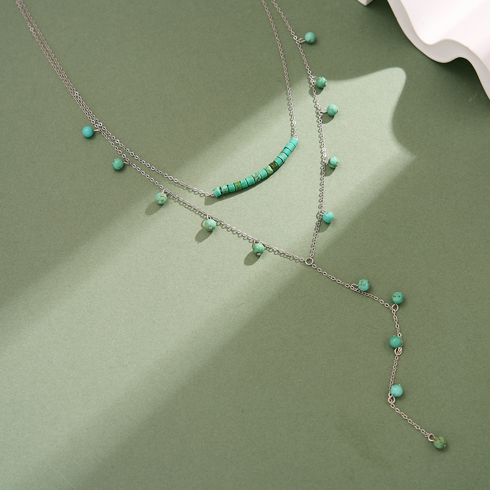 925 Sterling Silver Turquoise  - Charm Necklace Dainty บทวิจารณ์และราคา