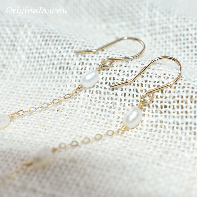 14K Gold Filled Natural Pearl  - Tassel Earrings Boho บทวิจารณ์และราคา