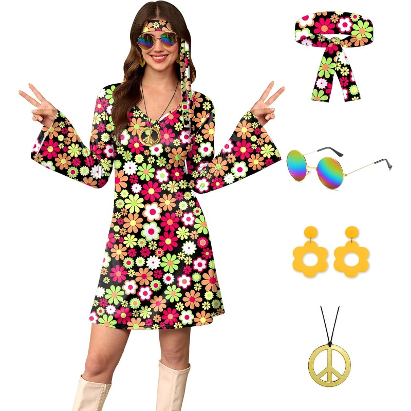 Women's 5 Pcs Halloween 70s Hi - Women'S Accessories In The 60S บทวิจารณ์และราคา