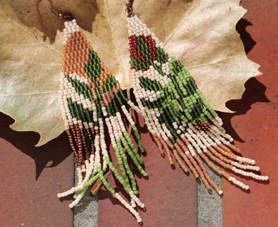 Beaded earrings Tassel Color m - Tassel Earrings Boho บทวิจารณ์และราคา