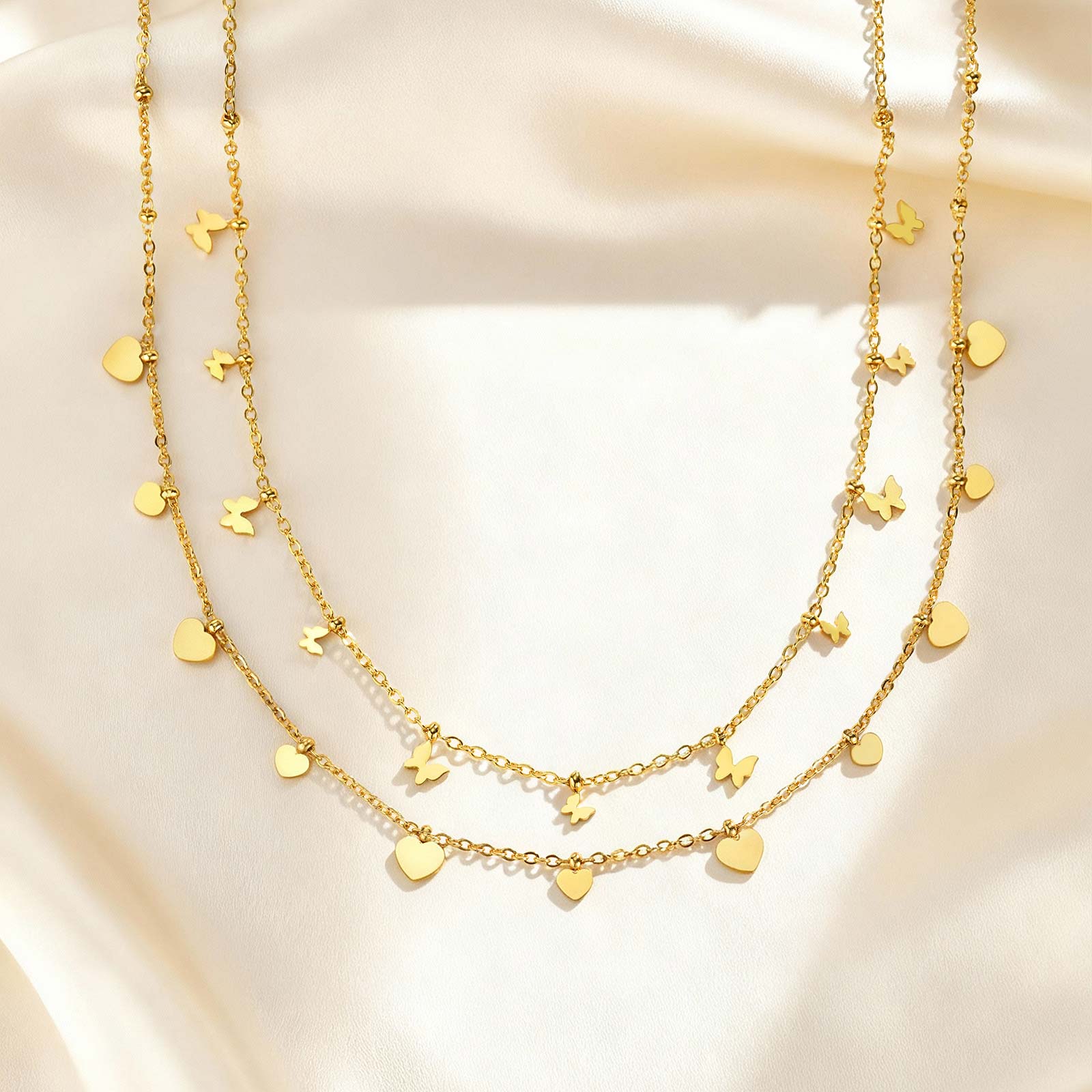Dainty Heart Butterfly Necklac - Charm Necklace Dainty บทวิจารณ์และราคา