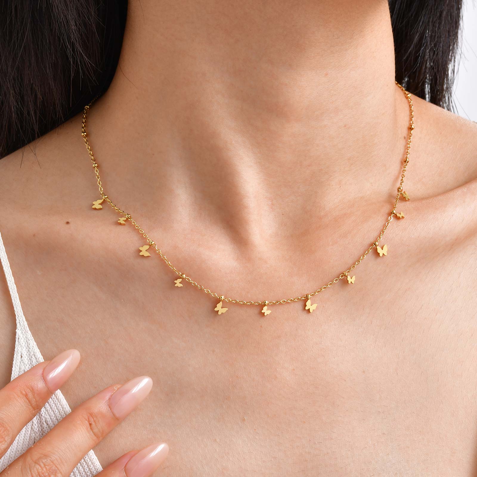 Dainty Heart Butterfly Necklac - Charm Necklace Dainty บทวิจารณ์และราคา