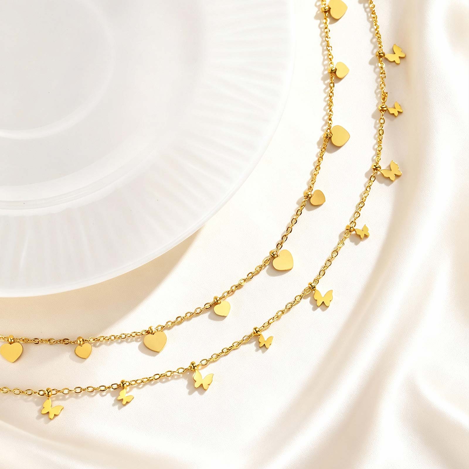 Dainty Heart Butterfly Necklac - Charm Necklace Dainty บทวิจารณ์และราคา