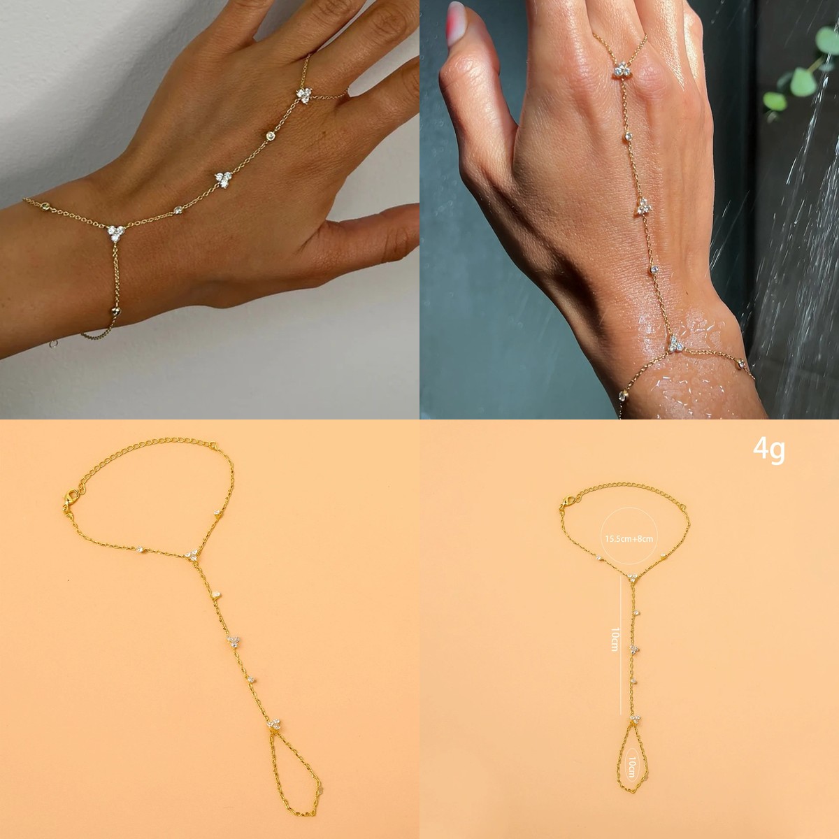 Crystal Fingerless Hand Chain  - Women'S Accessories Amazon บทวิจารณ์และราคา