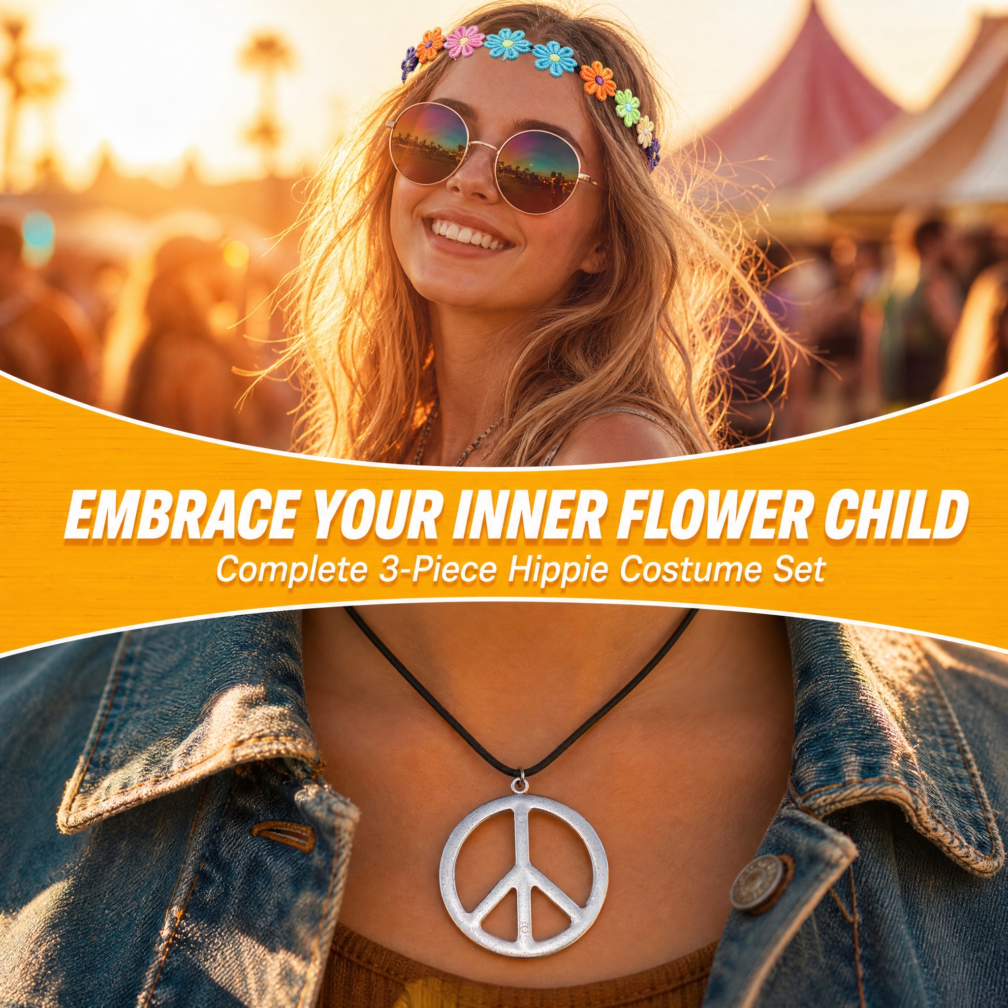 3-Piece Hippie Style Accessory - Women'S Accessories In The 60S บทวิจารณ์และราคา