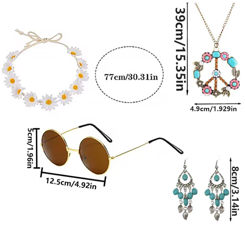 PESENAR Hippie Costume Accesso - Women'S Accessories In The 60S บทวิจารณ์และราคา