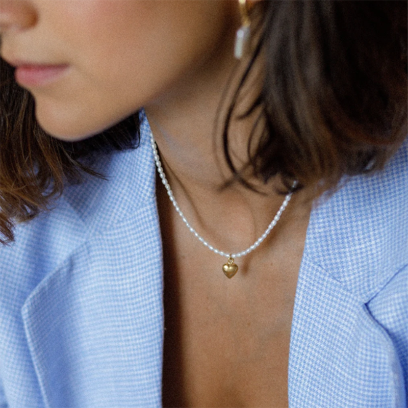 14K Gold Filled Natural Pearl  - Charm Necklace Dainty บทวิจารณ์และราคา