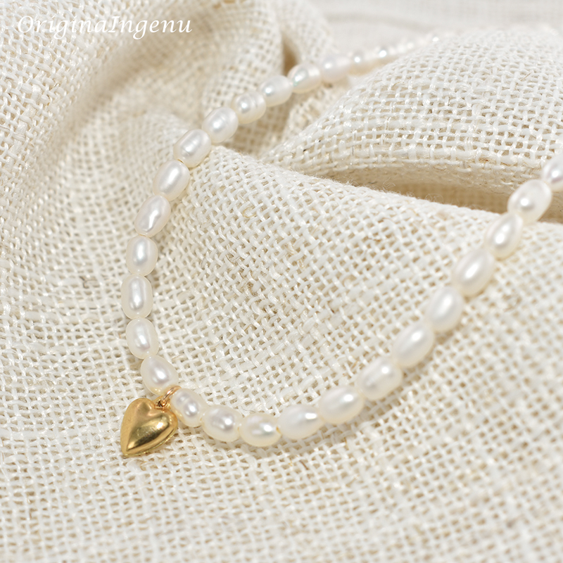 14K Gold Filled Natural Pearl  - Charm Necklace Dainty บทวิจารณ์และราคา