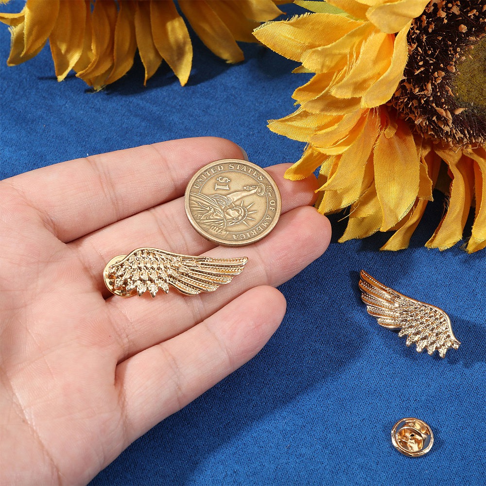 1 Pair Wing Alloy Brooches Men - Brooch Pin Gold บทวิจารณ์และราคา