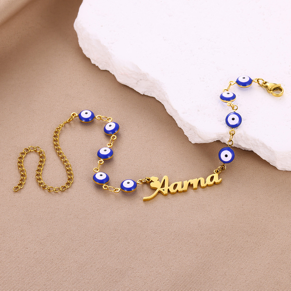 Custom Name Blue Evil Eye Brac - Evil Eye Bracelet บทวิจารณ์และราคา