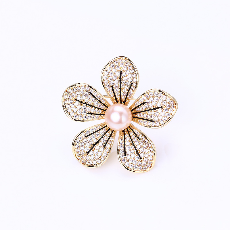 Copper Plated Real Gold, Pearl - Brooch Pin Gold บทวิจารณ์และราคา