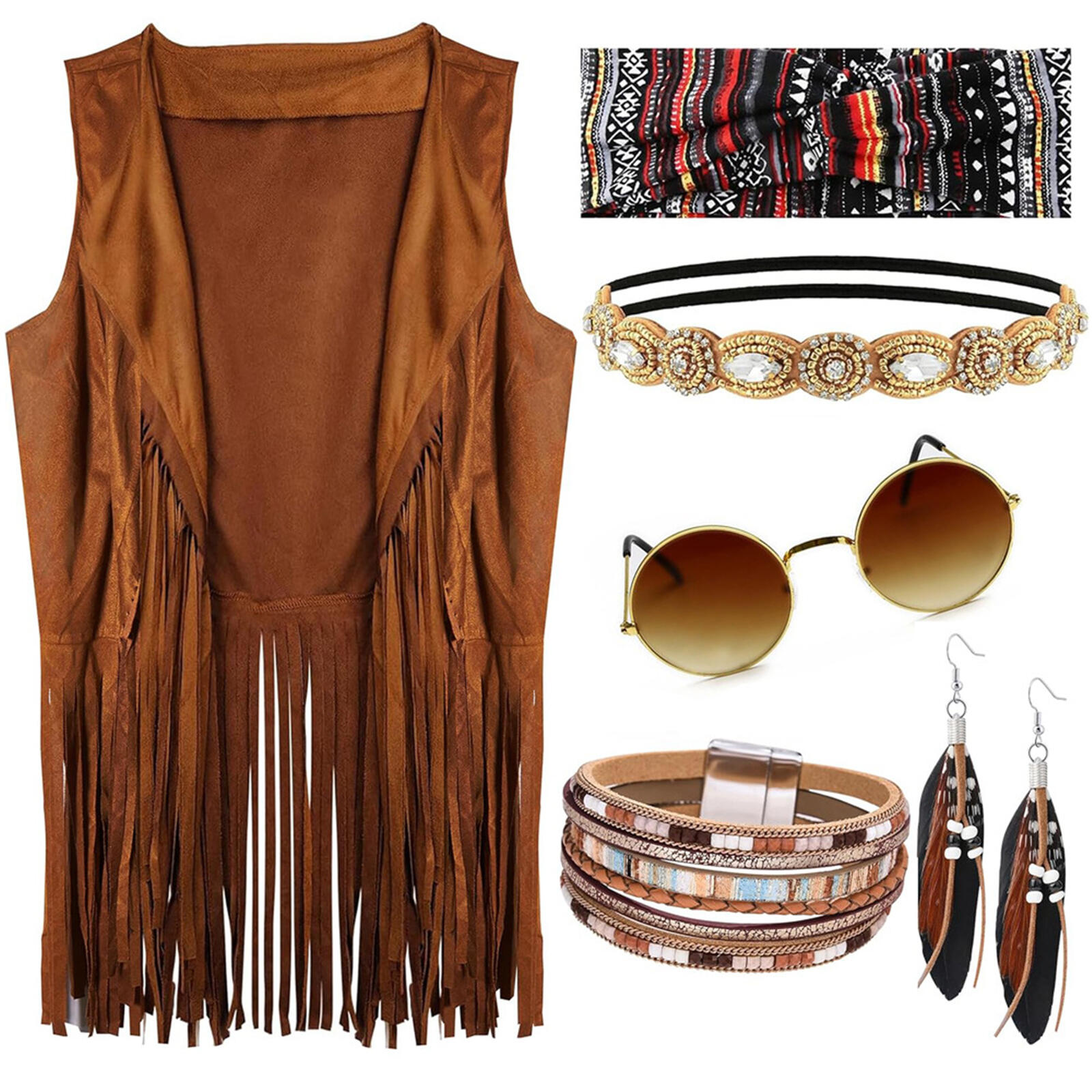 Women 70s Hippie Costume Acces - Women'S Accessories In The 60S บทวิจารณ์และราคา
