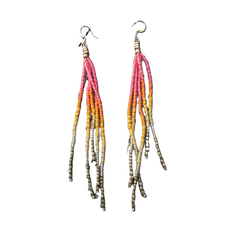 Rice bead earrings Gradient co - Tassel Earrings Boho บทวิจารณ์และราคา