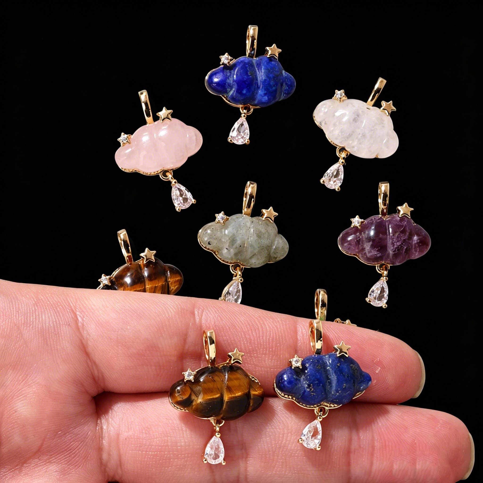 1PC Natural Stone Quartz Penda - Charm Necklace Dainty บทวิจารณ์และราคา
