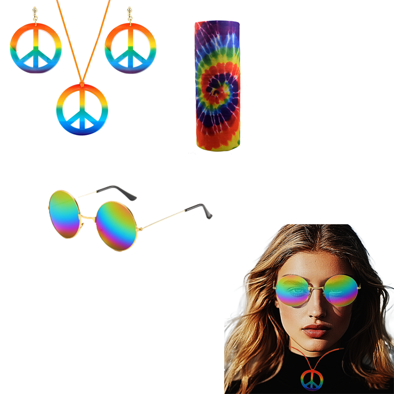 PESENAR Hippie Costume Set Gla - Women'S Accessories In The 60S บทวิจารณ์และราคา