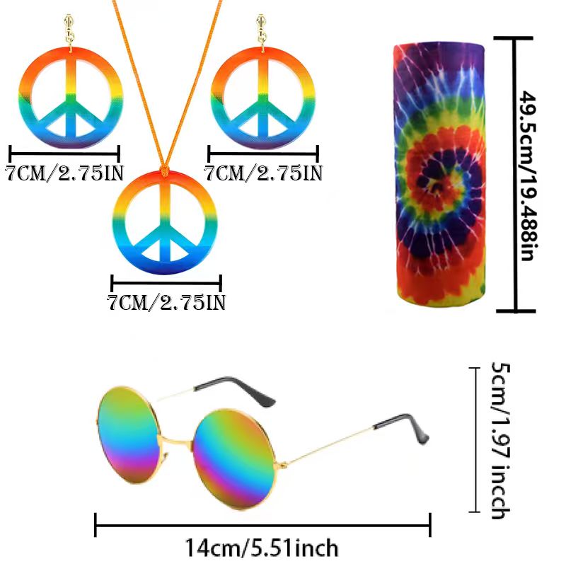 PESENAR Hippie Costume Set Gla - Women'S Accessories In The 60S บทวิจารณ์และราคา