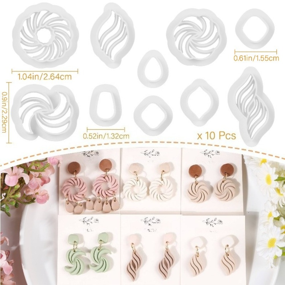 10Pcs Boho Swirl Polymer Clay  - Tassel Earrings Boho บทวิจารณ์และราคา