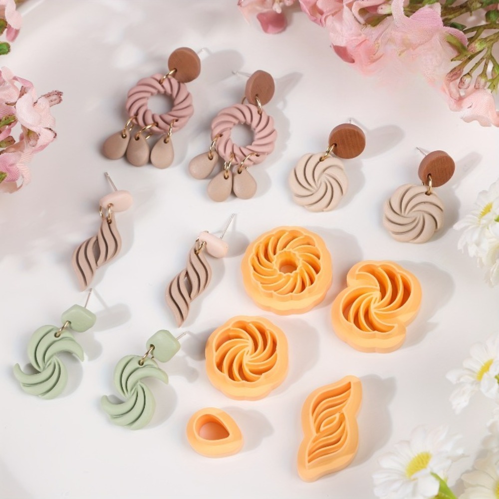 10Pcs Boho Swirl Polymer Clay  - Tassel Earrings Boho บทวิจารณ์และราคา