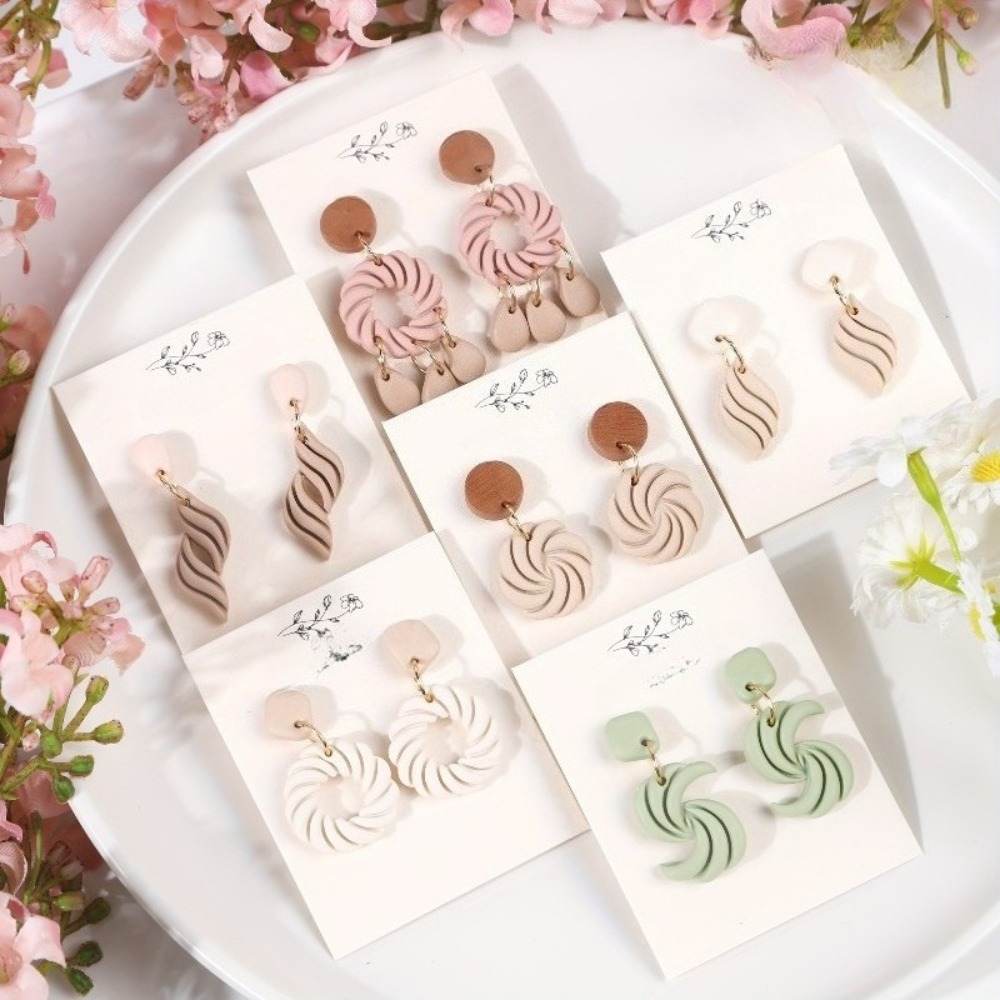 10Pcs Boho Swirl Polymer Clay  - Tassel Earrings Boho บทวิจารณ์และราคา