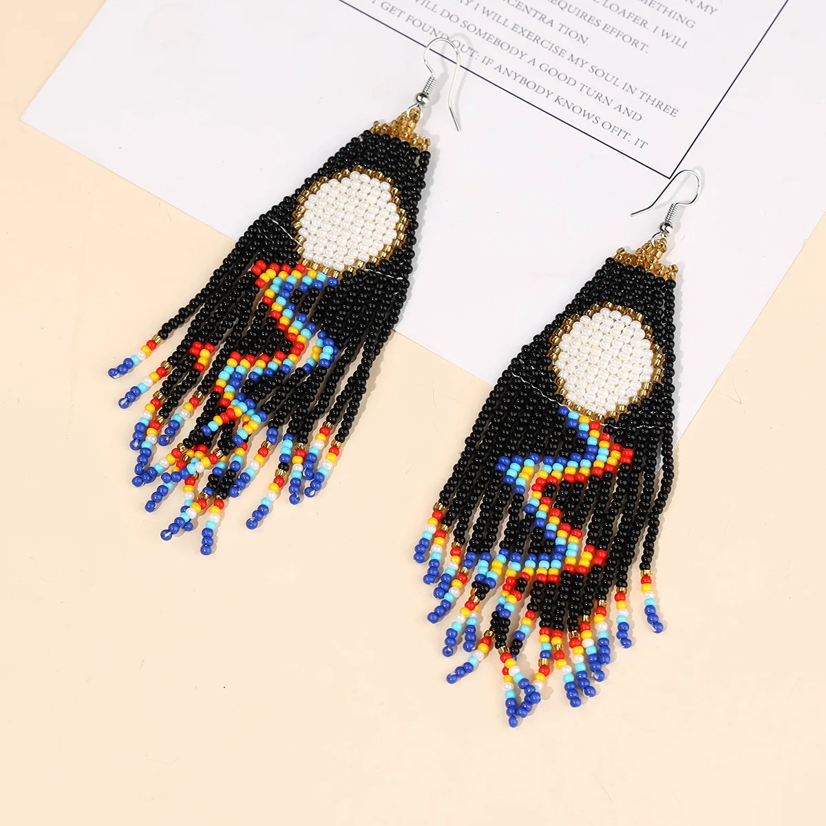 Rice bead earrings Tassel Orig - Tassel Earrings Boho บทวิจารณ์และราคา