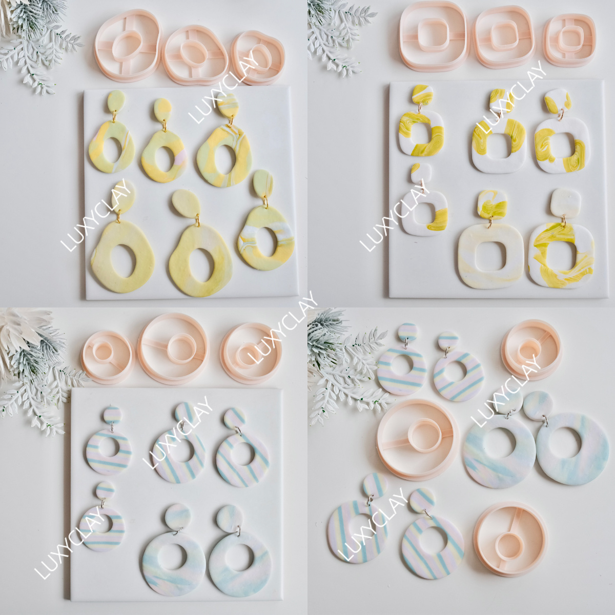 3pcs Hollow Circle Square Donu - Tassel Earrings Boho บทวิจารณ์และราคา