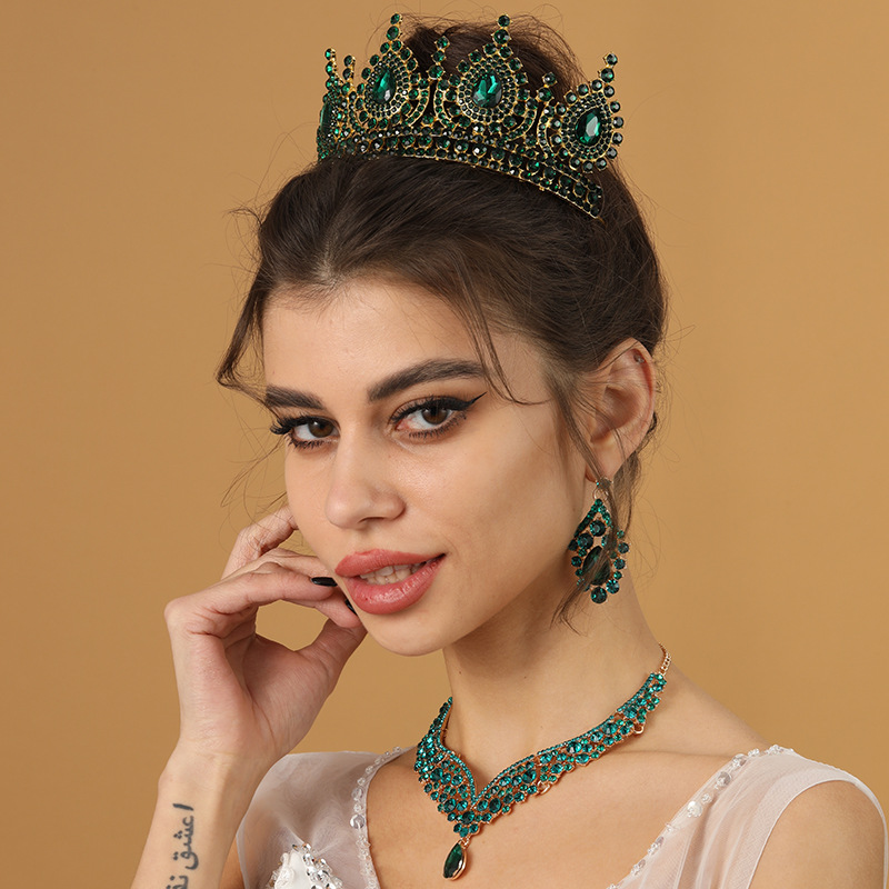 Baroque Queen Green Crown Crys - Women Accessories Dropshipping บทวิจารณ์และราคา