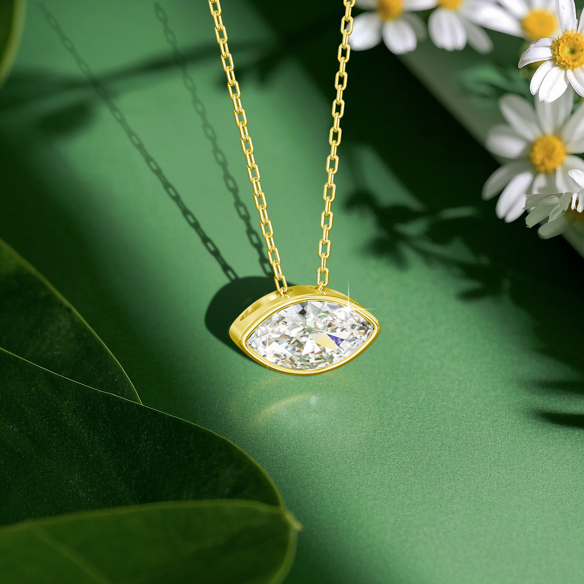 Real 14K Gold Filled Marquise  - Charm Necklace Dainty บทวิจารณ์และราคา
