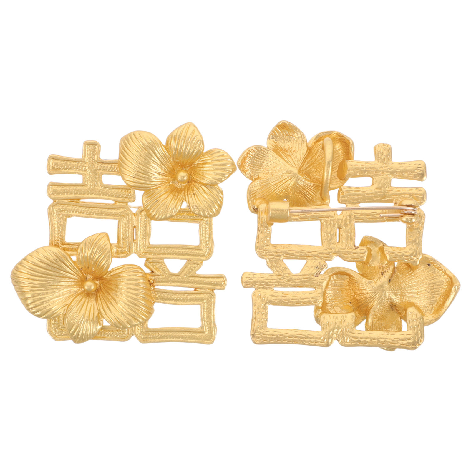 2Pcs Wedding Happiness Charact - Brooch Pin Gold บทวิจารณ์และราคา