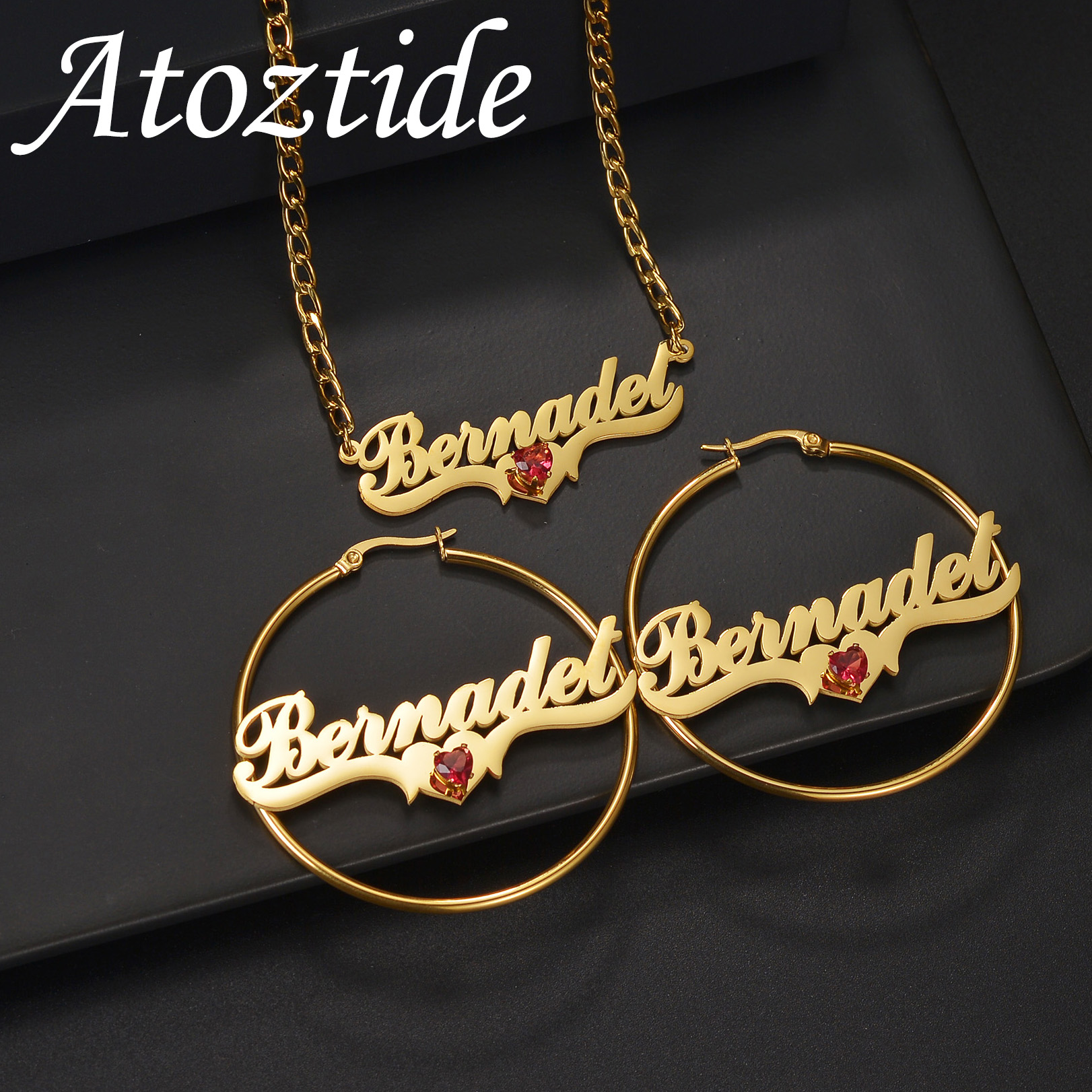 Atoztide Custom Name Necklace  - Women Accessories Gift Set บทวิจารณ์และราคา