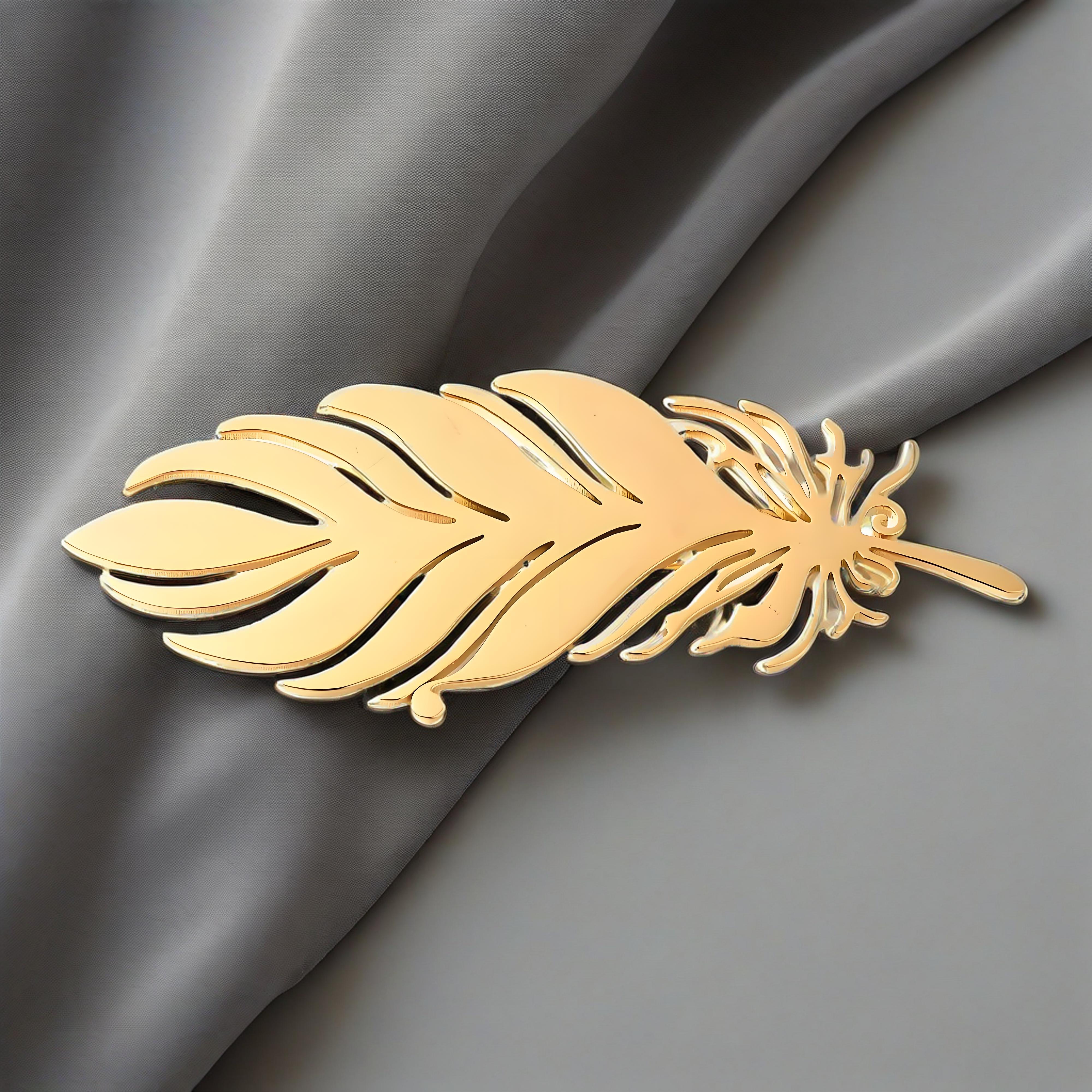 Gold - Plated Feather Brooch,  - Brooch Pin Gold บทวิจารณ์และราคา