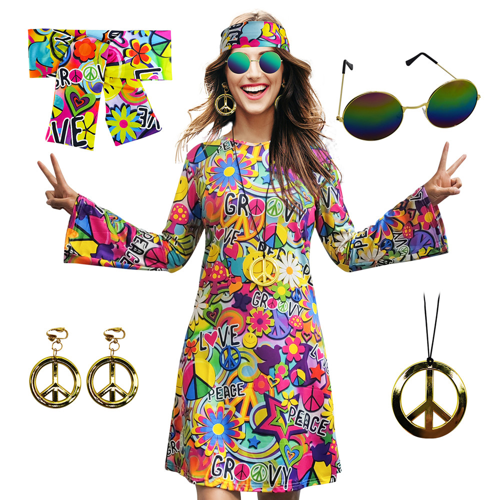 5pcs Set 60s 70s Women Hippie  - Women'S Accessories In The 60S บทวิจารณ์และราคา