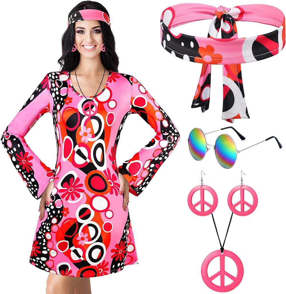 5pcs Set 60s 70s Women Hippie  - Women'S Accessories In The 60S บทวิจารณ์และราคา